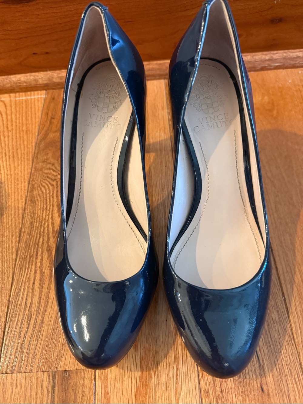 Vince Camuto Navy Patent Pointed-Toe Pumps